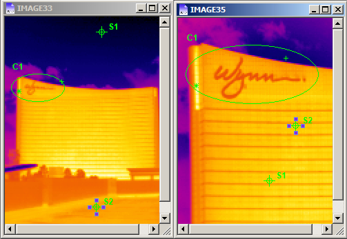 las vegas thermal image of the wynn hotel with zoom