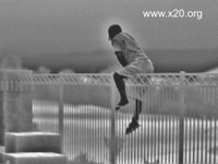 suspect climbing over iron fence caught with thermal imager