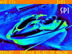 A thermal image of a jet ski