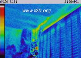 A thermal image of a building