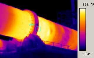 A thermal image of a kiln from an SC 1000 infrared camera