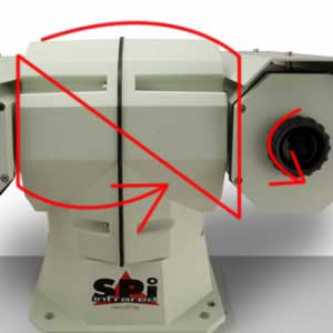 A view of the M5 long range thermal surveillance camera from the side