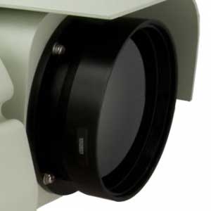 Closeup of the M5 medium range thermal camera zoom lens
