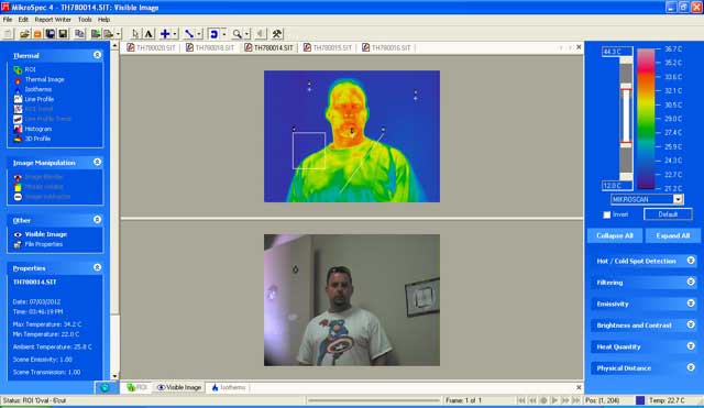 Thermal and visual image in the Mikron analysis software.
