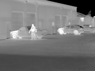 A thermal image from the Raptor-X taken at night