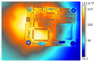 Thermal Analysis of PCB (printed circuit board) with the E320 FLIR infrared camera.