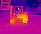 A thermal image of a forklift taken with the RAZ-IR Infrared Camera