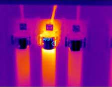 A thermal image of fuses taken with the RAZ-IR NANO HT Infrared Camera