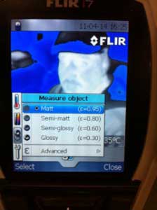 Menu option 2 from the FLIR I7 infrared camera