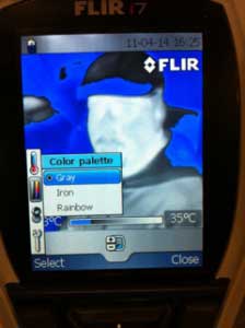 Menu option 1 from the FLIR I7 thermographic camera