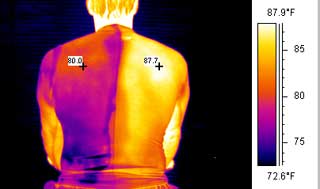 A thermal image of clothing analysis from an SC 1000 infrared camera