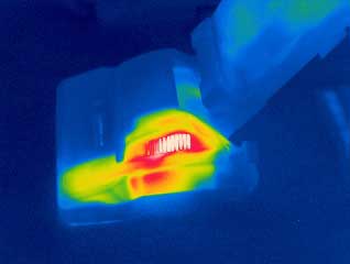 A thermal image of a vacuum cleaner from the Prism DS Infrared Camera