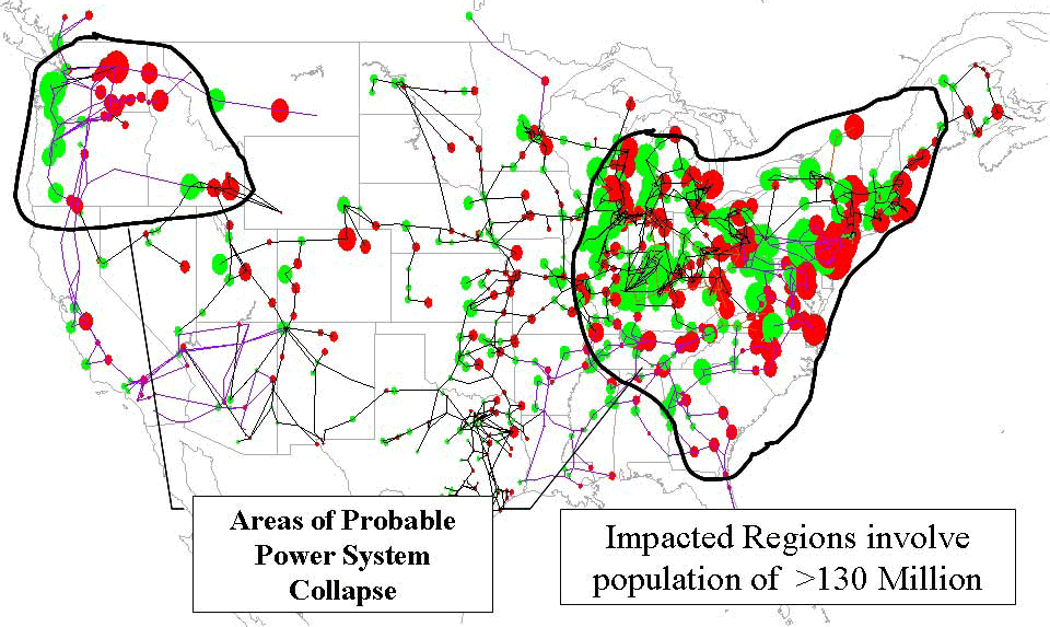An image illustrating the US power grid vulnerability. US Gov't public domain image