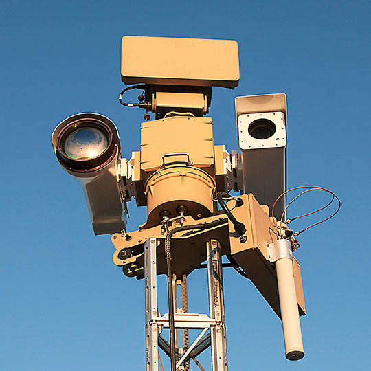 Long Range PTZ thermal Imaging FLIR imaging EOIR Pan Tilt PTZ LRF Cooled MWIR uncooled LWIR ISR surveillance Security Gimbal camera pedestal turret Radar