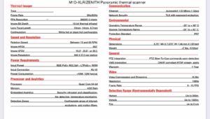 Thermal imaging panoramic scanner specifications